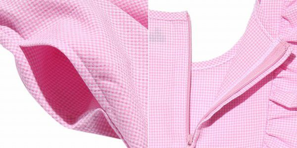 Gingham check dress with frills Pink Design point 2