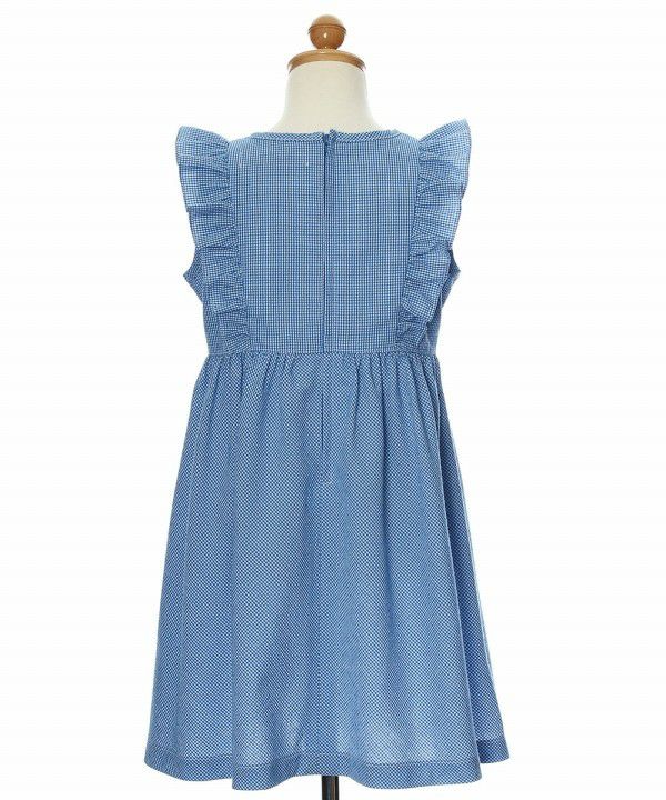 Gingham check dress with frills Blue torso