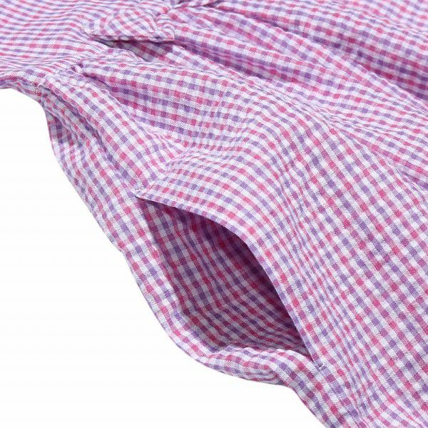 Soccer fabric check pattern ribbon dress Purple Design point 2