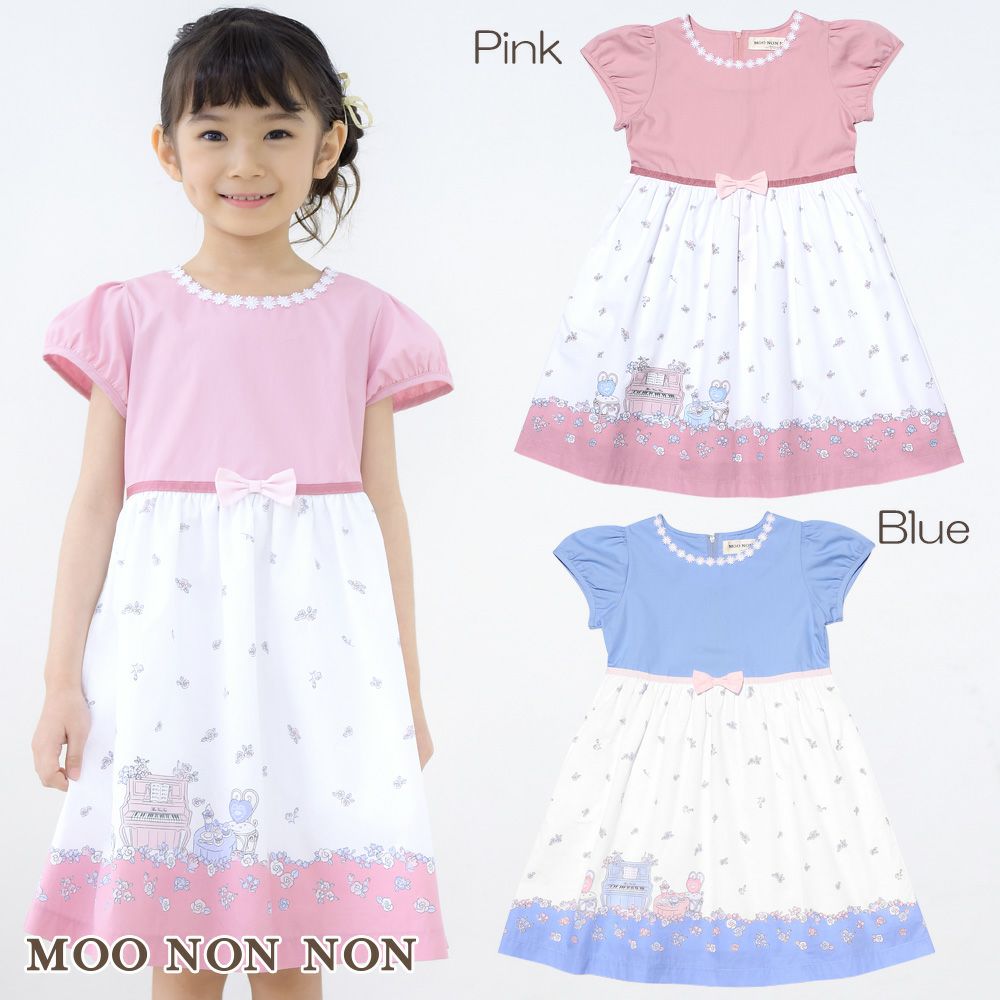 Children's clothing girl 100 % cotton flower & piano & gardempling dress