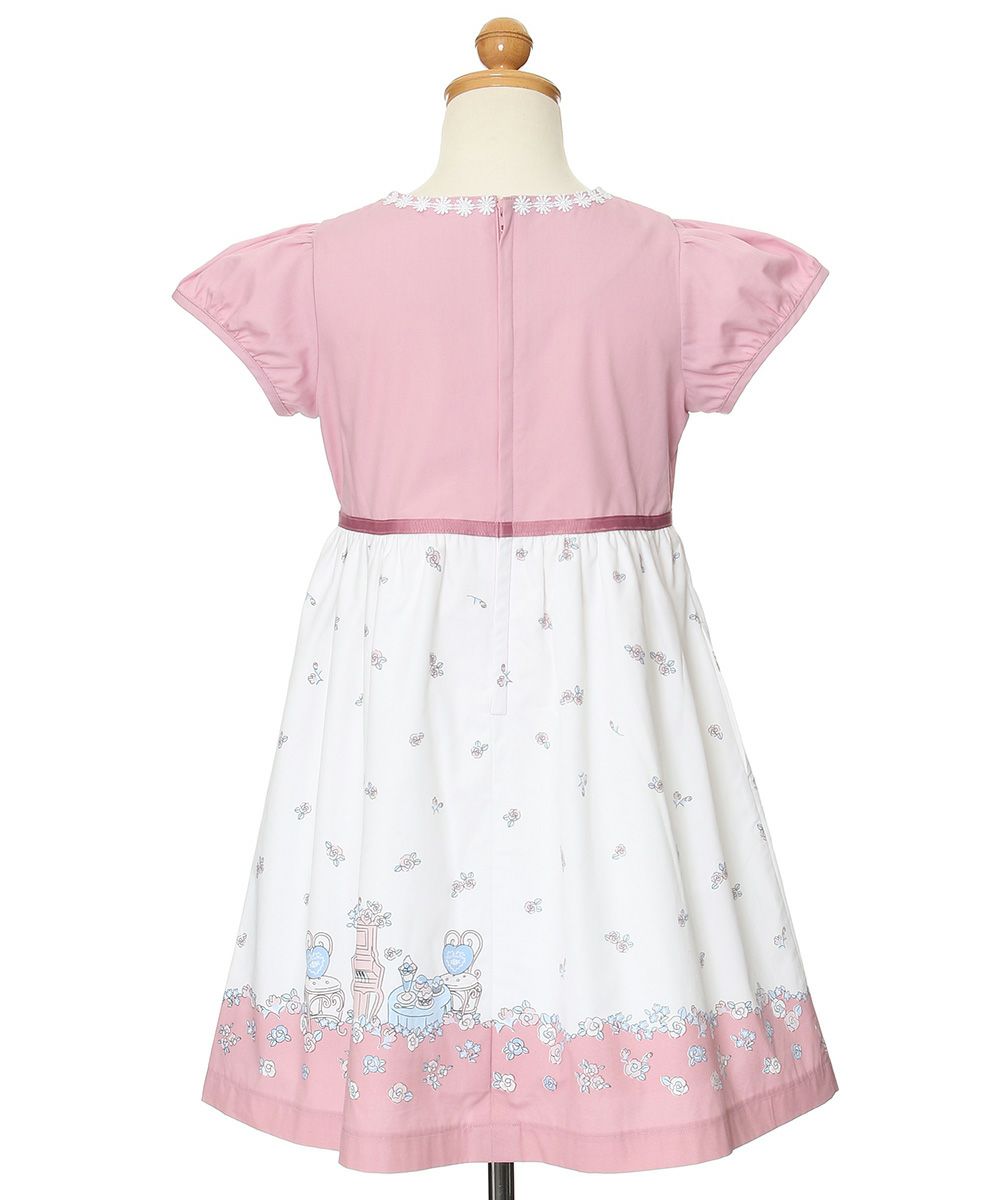 Children's clothing girl 100 % cotton flower & piano & gardemplifier dress pink (02) torso