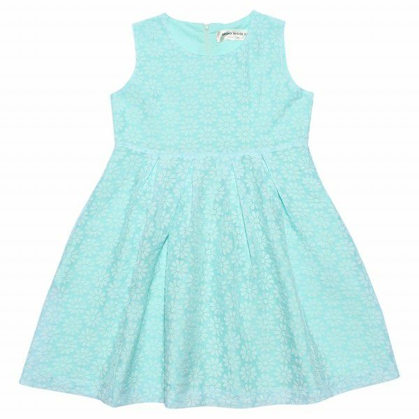 Children's clothing girl Opal processing One -piece green with flower pattern (08) front