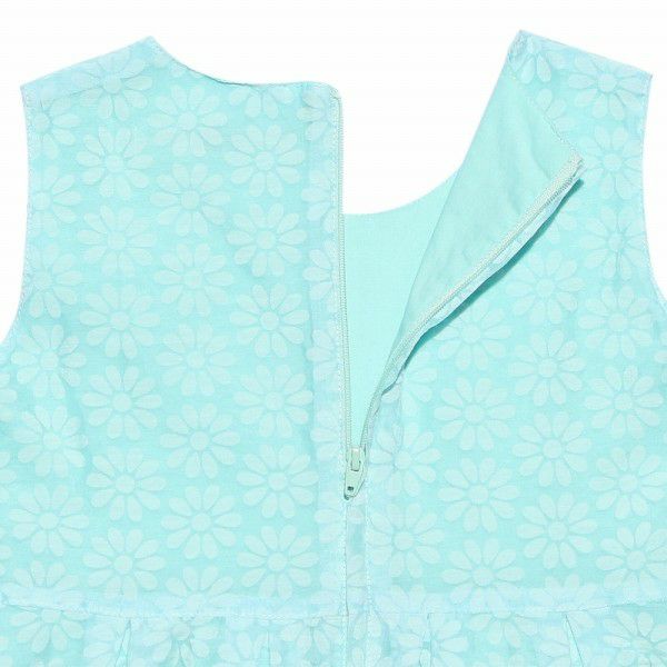 Children's clothing girl opal processing One -piece green with flower pattern (08) Design point 2