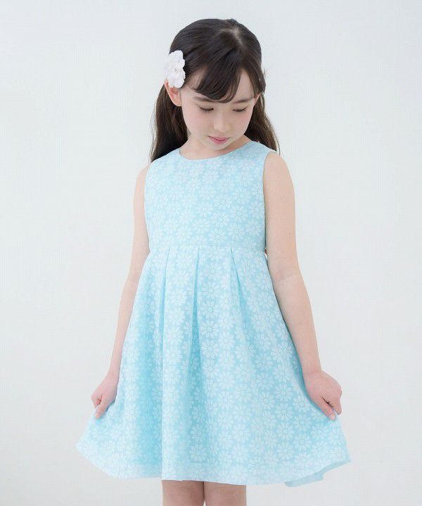 Children's clothing girl Opal processing One -piece green with flower pattern (08) model image 3