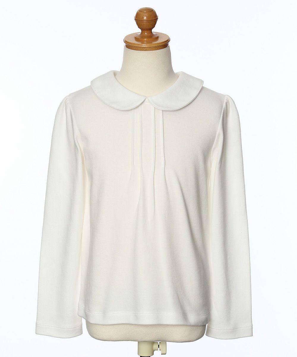 Children's clothing girl 100 % cotton tack round collar blouse off white (11) torso