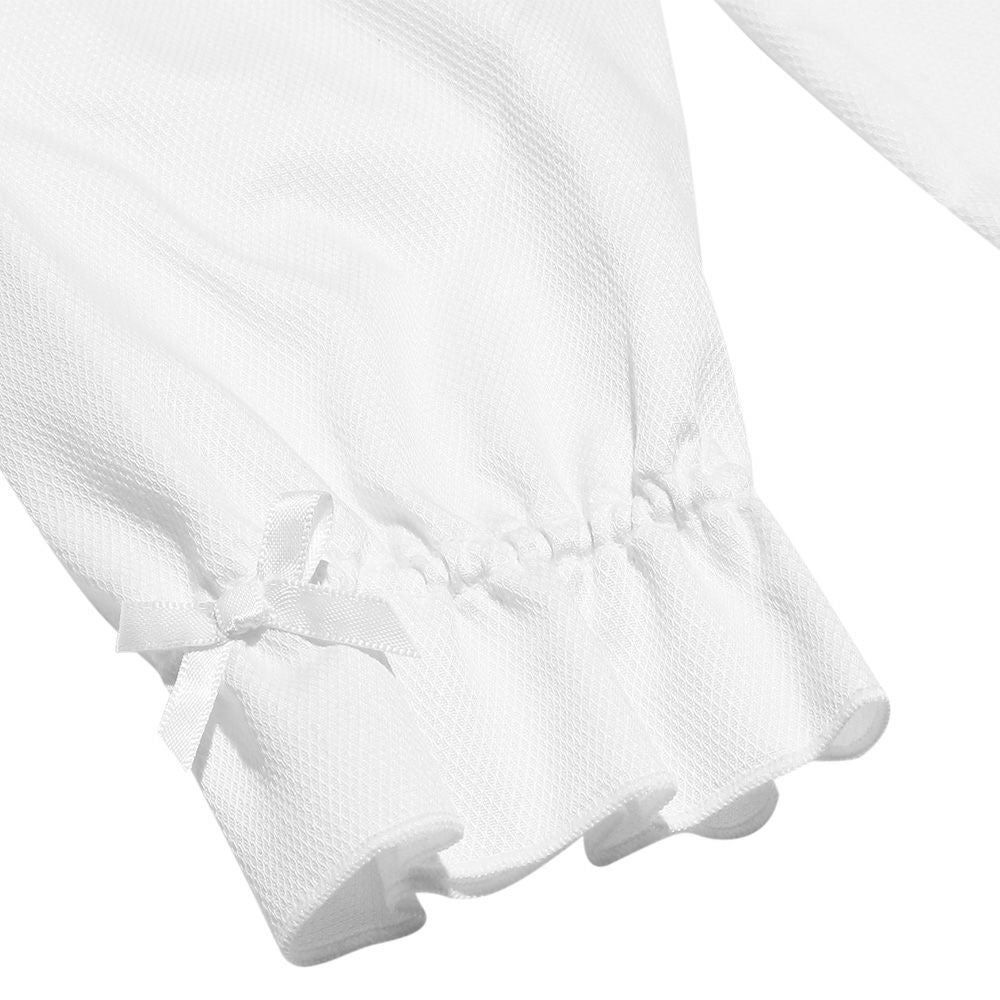 Children's clothing girl gathering with collar frill sleeve tack brouse off white (11) Design point 2