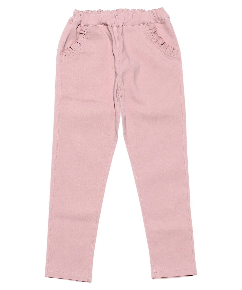 Stretch twill knit full length pants Pink front