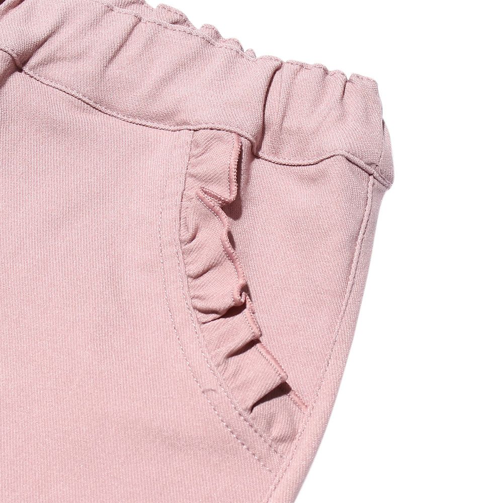 Stretch twill knit full length pants Pink Design point 1