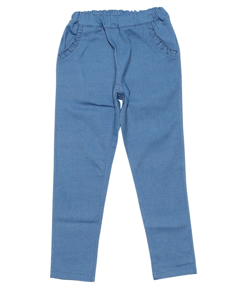 Stretch twill knit full length pants Blue front