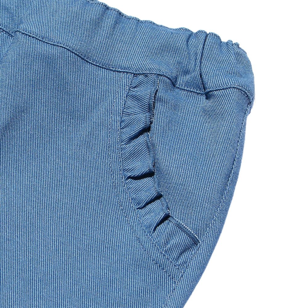 Stretch twill knit full length pants Blue Design point 1