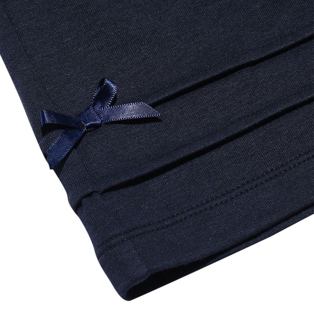 Curotto pants with double knit material tuck ribbon Navy Design point 1
