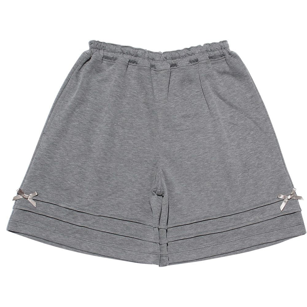 Curotto pants with double knit material tuck ribbon Misty Gray front