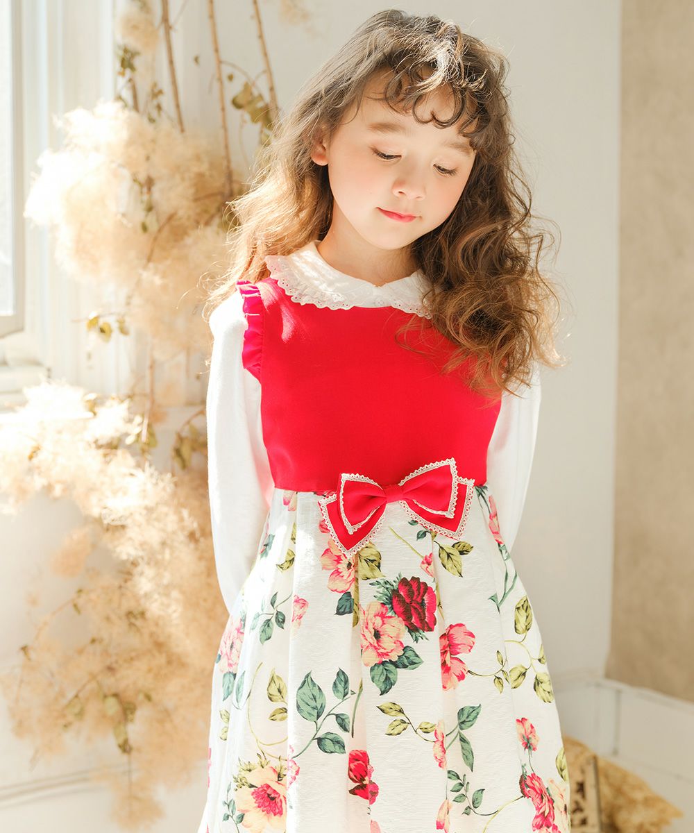 Japanese floral pattern switching with frills dress  MainImage