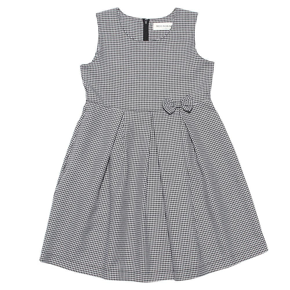 Tack dress with staggered ribbon White/Black front