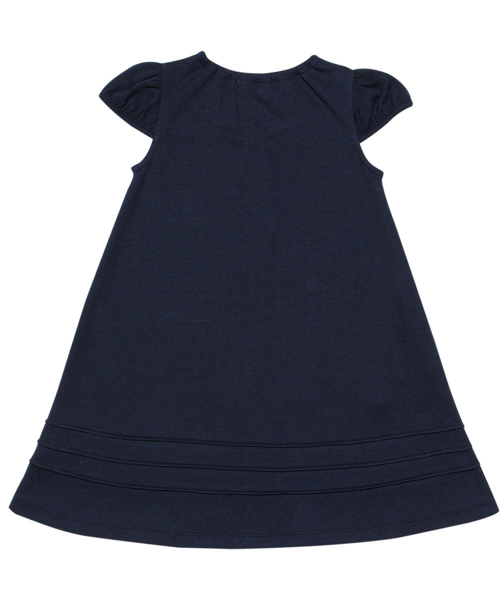 Children's clothing girl double knit material One -piece navy with ribbon (06) back