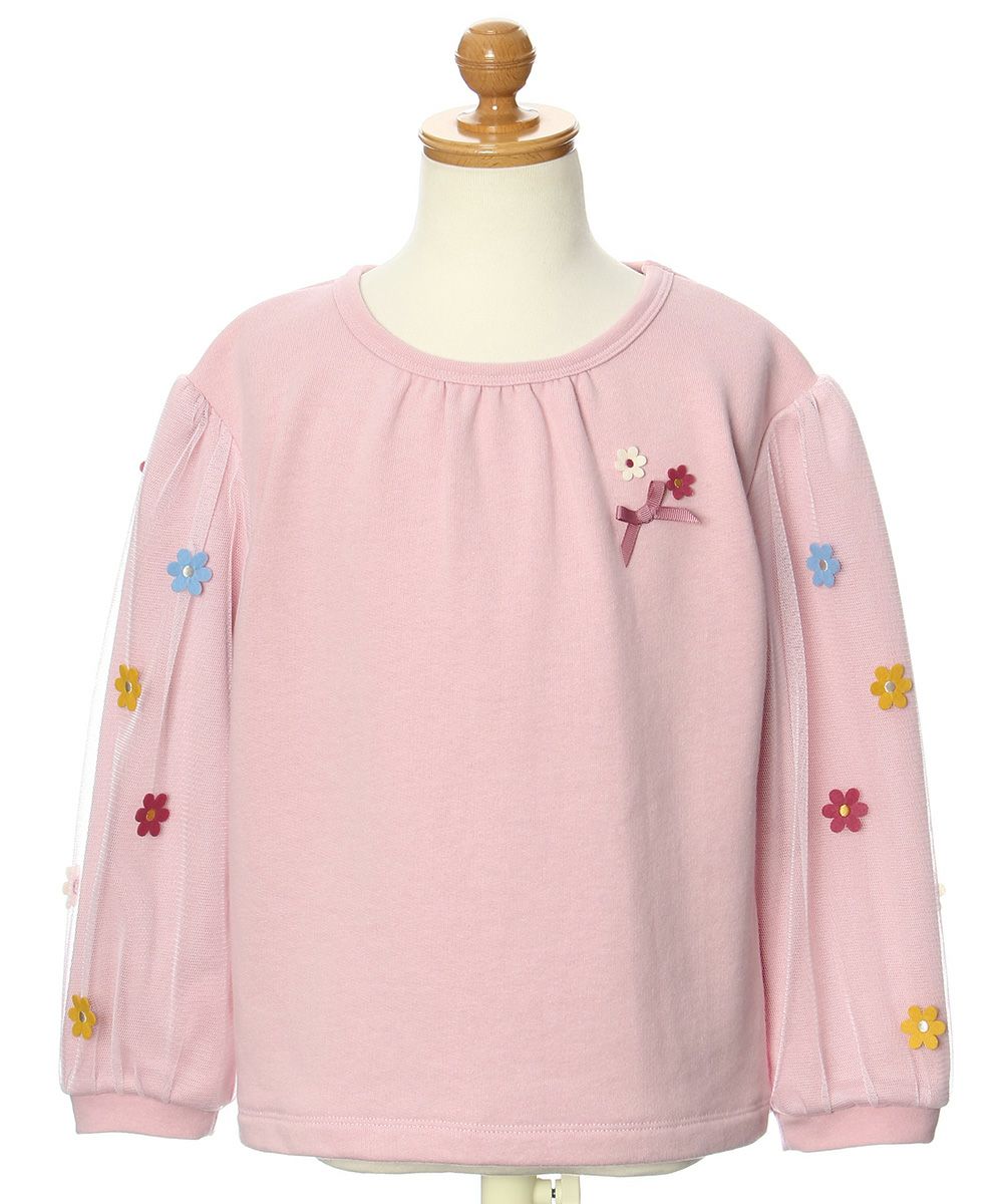Children's clothing girl with flower motif tulle sleeve lining trainer pink (02) torso
