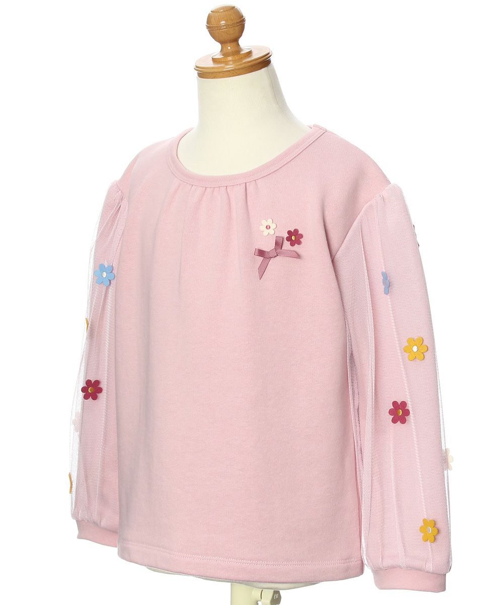Children's clothing girl with flower motif tulle sleeve lining trainer pink (02) torso