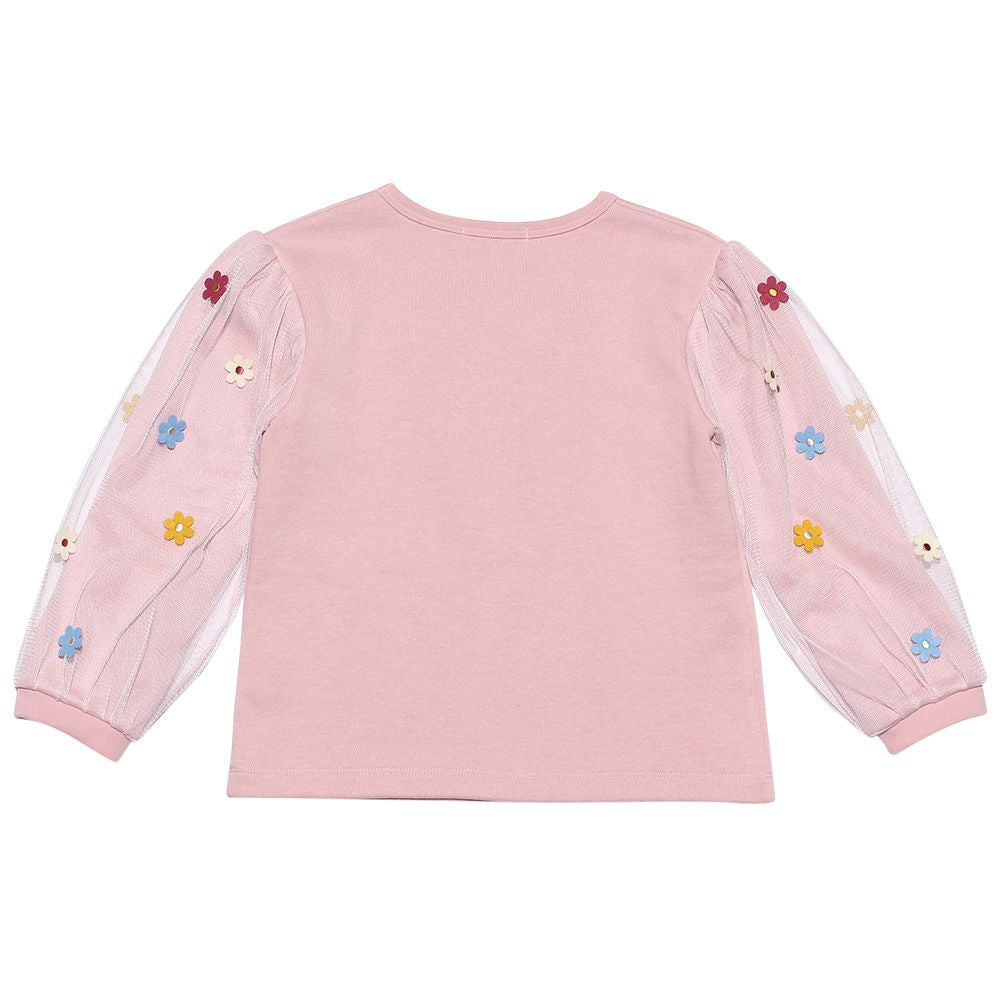 Children's clothing girl with flower motif tulle sleeve lining trainer pink (02) back