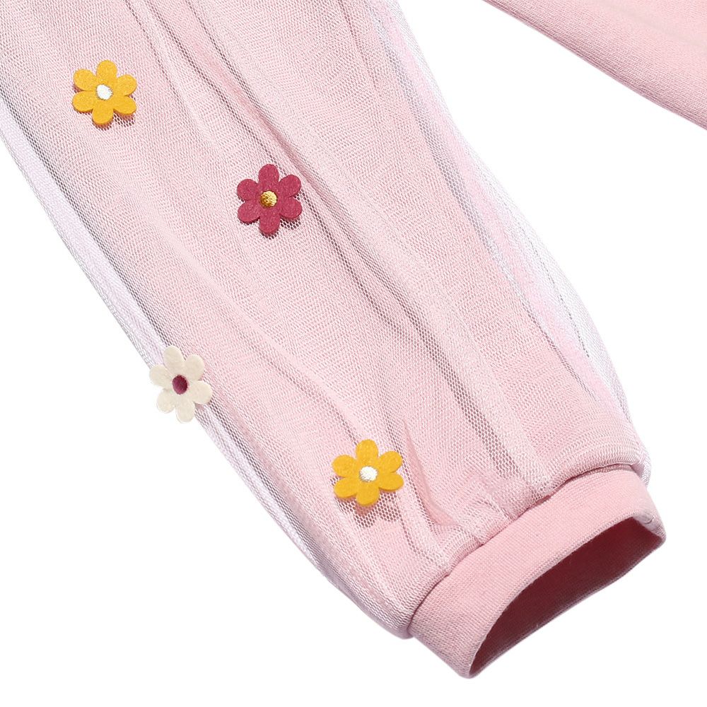 Children's clothing girl with flower motif tulle sleeve lining trainer Pink (02) Design point 2