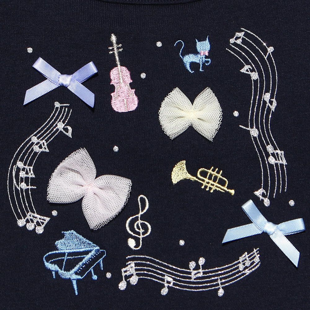 Baby Clothing Girl Baby Size Musical Notes & Musical Instruments Print Back Trainer Navy (06) Design Point 1