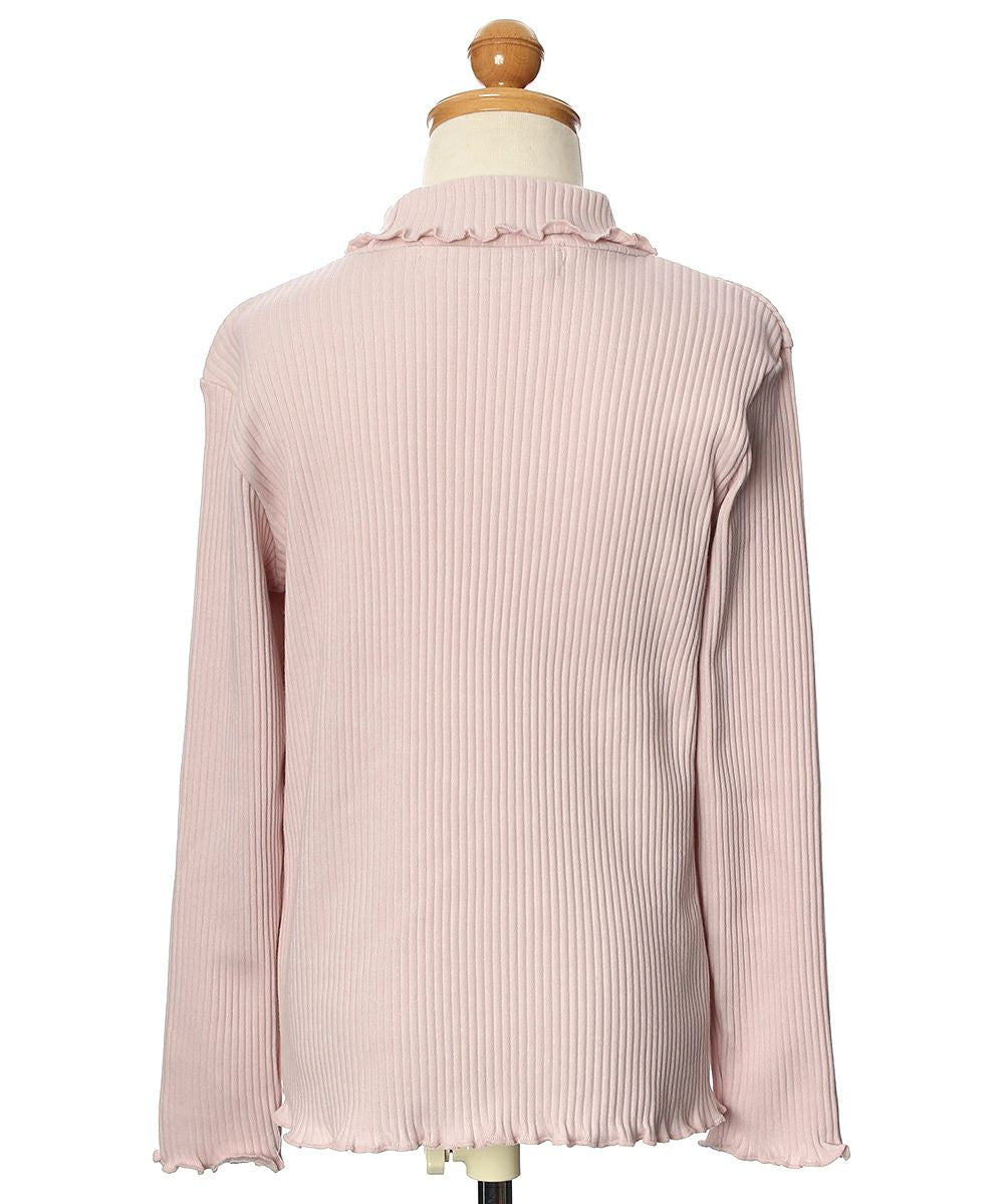 Children's clothing girl 100 % cotton rib turtleneck T -shirt pink (02) Torso