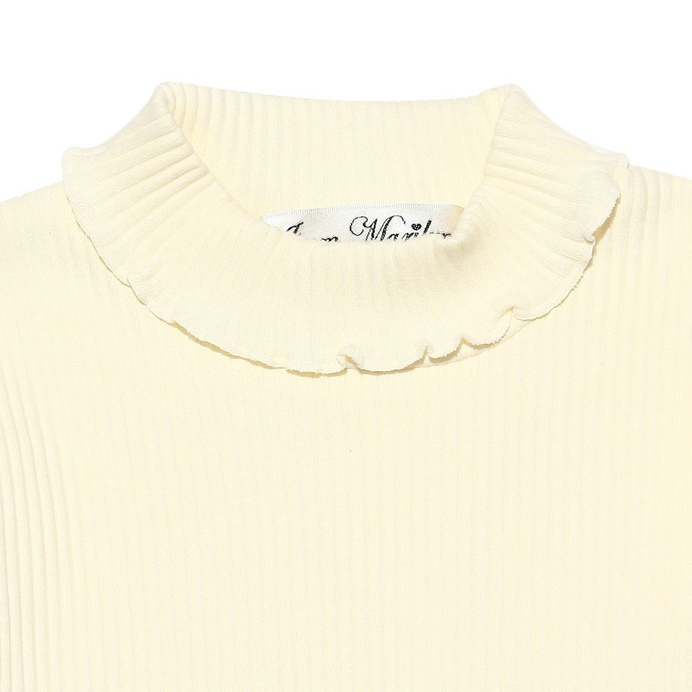 Children's clothing girls 100 % cotton ribbneck T -shirt off -white (11) Design points 1