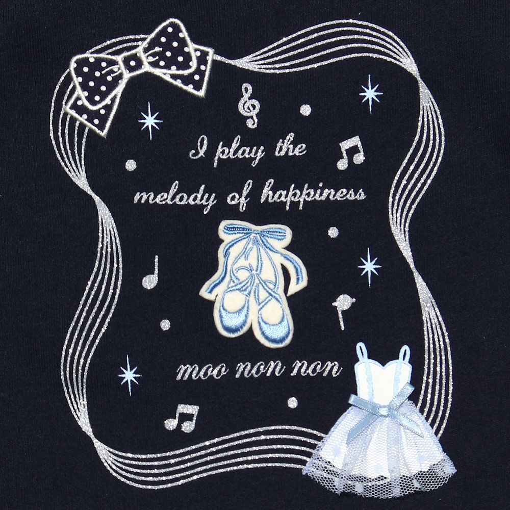 Baby Clothing Girl Baby Size Ballet Motif & Embroidery Ribonte Rainer Navy (06) Design Point 1