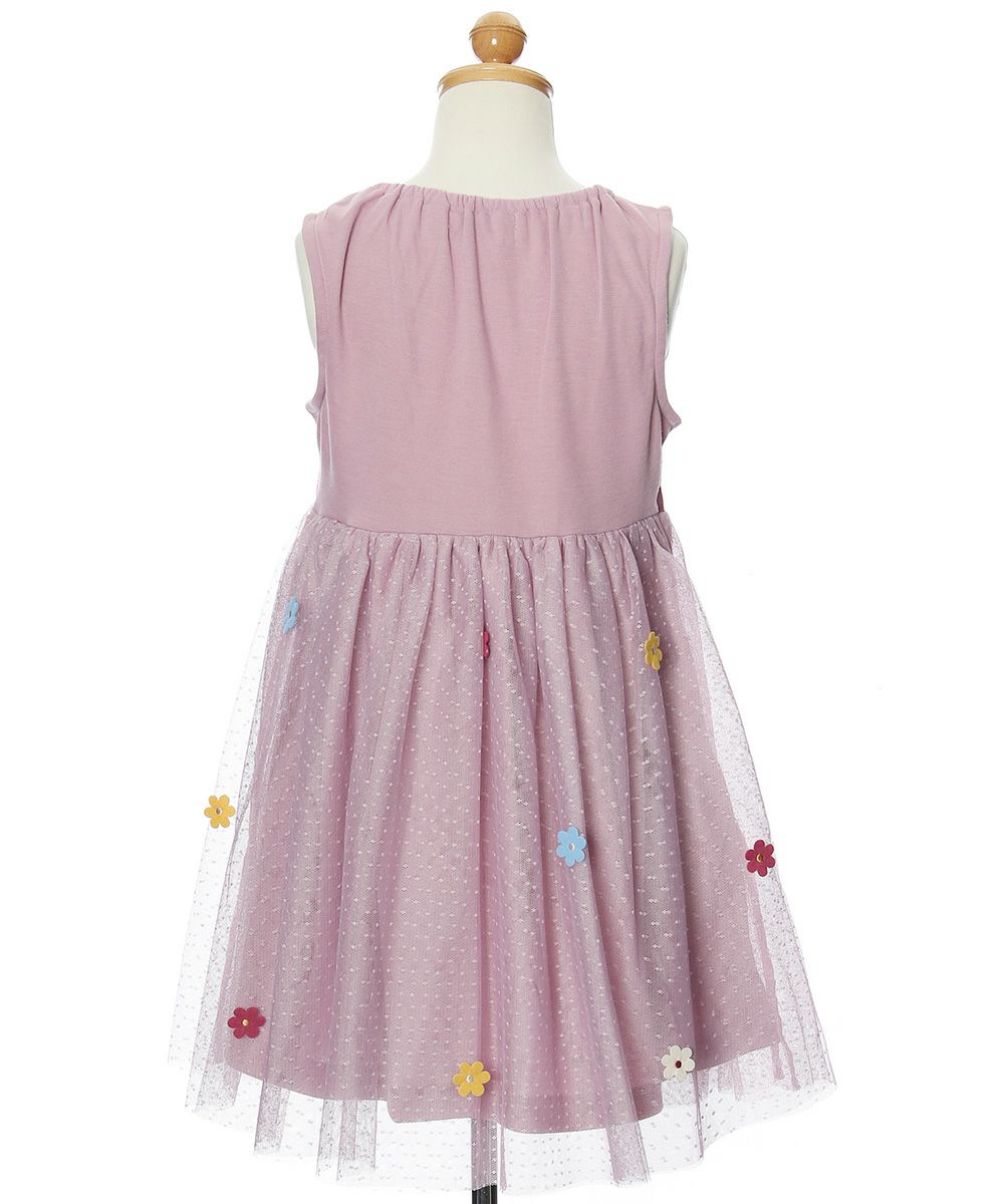 Children's clothing girl with flower motif tulle docking dress pink (02) torso