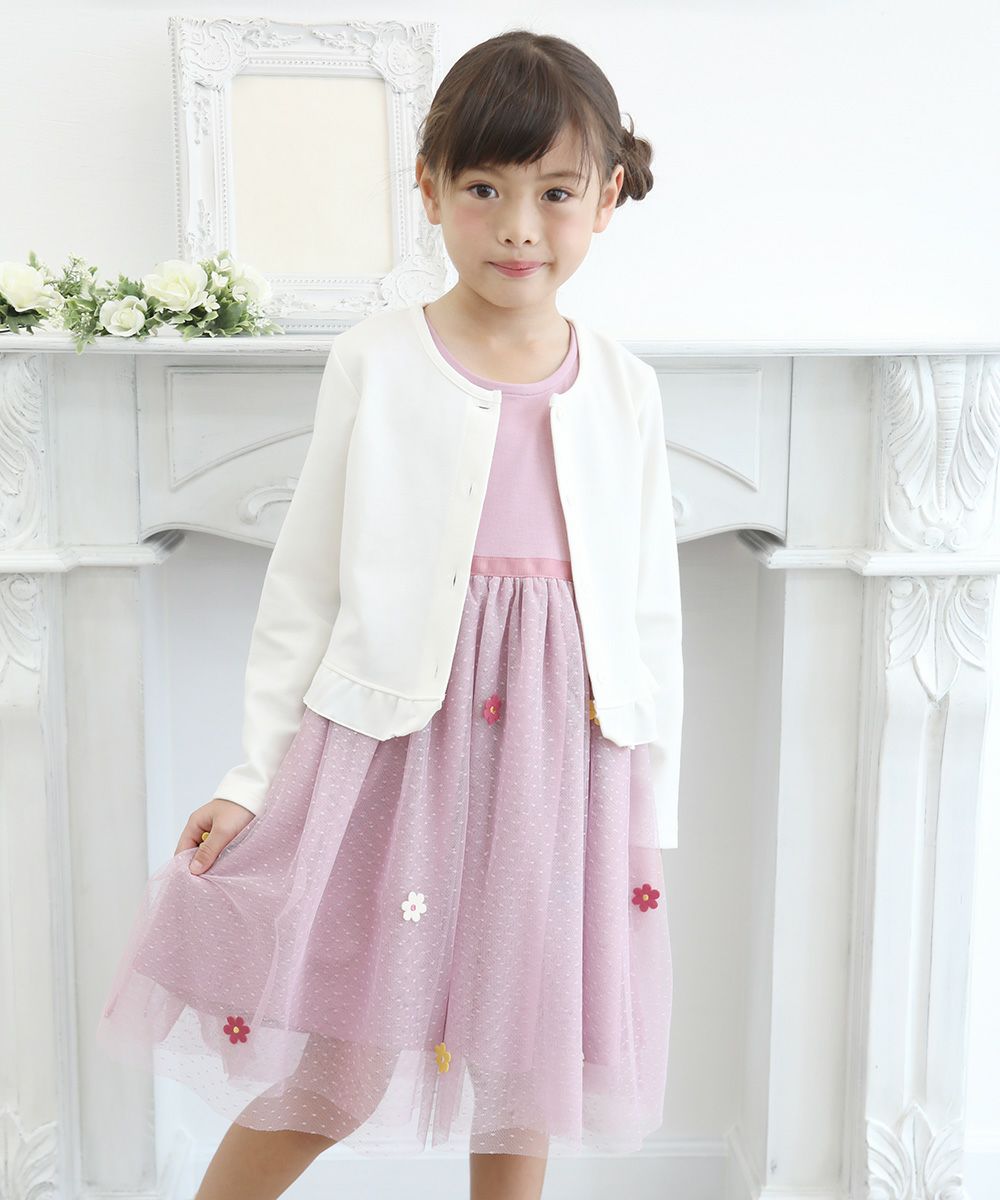 Children's clothing girl with flower motif tulle docking dress pink (02) model image 2