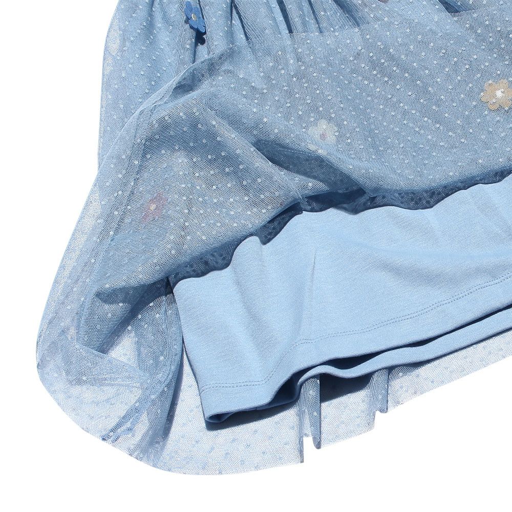 Children's clothing girl with flower motif tulle docking dress blue (61) Design point 1