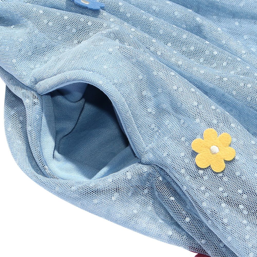 Children's clothing girl with flower motif tulle docking dress blue (61) Design point 2