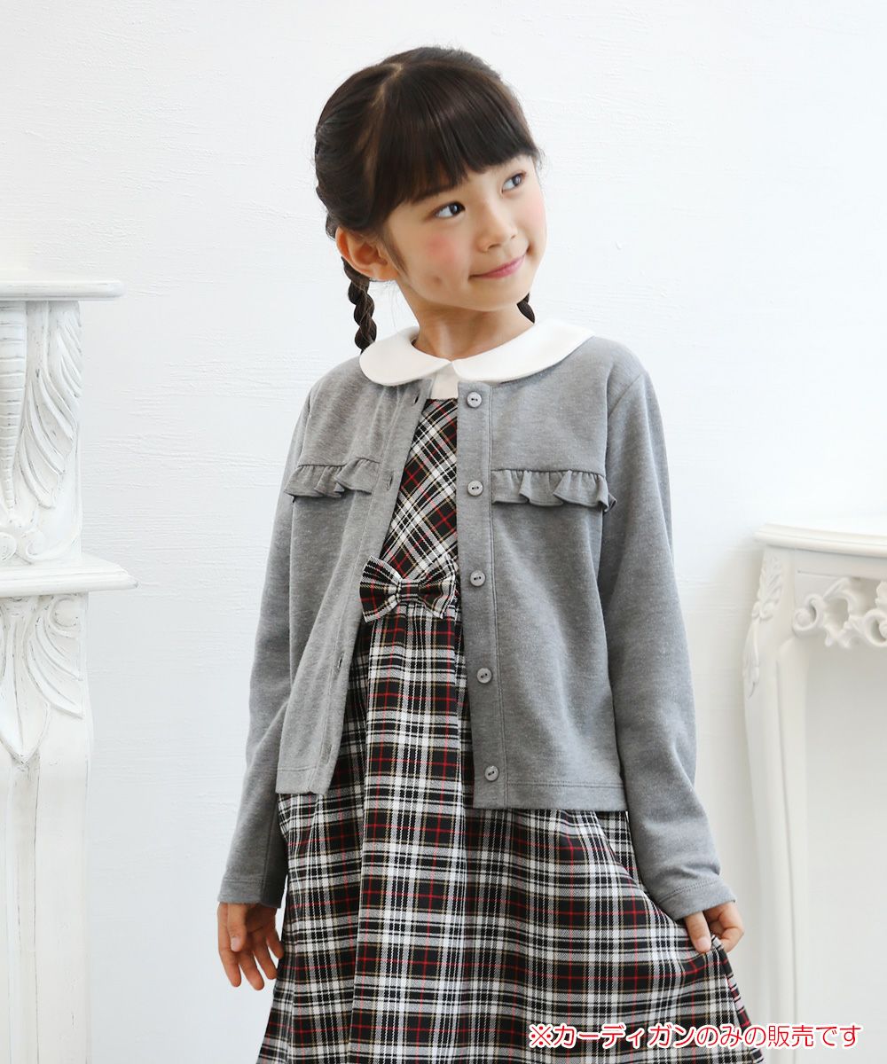 Children's clothing girl double knit material ribbon & fluff with cardigan heather glass (92) model image 1