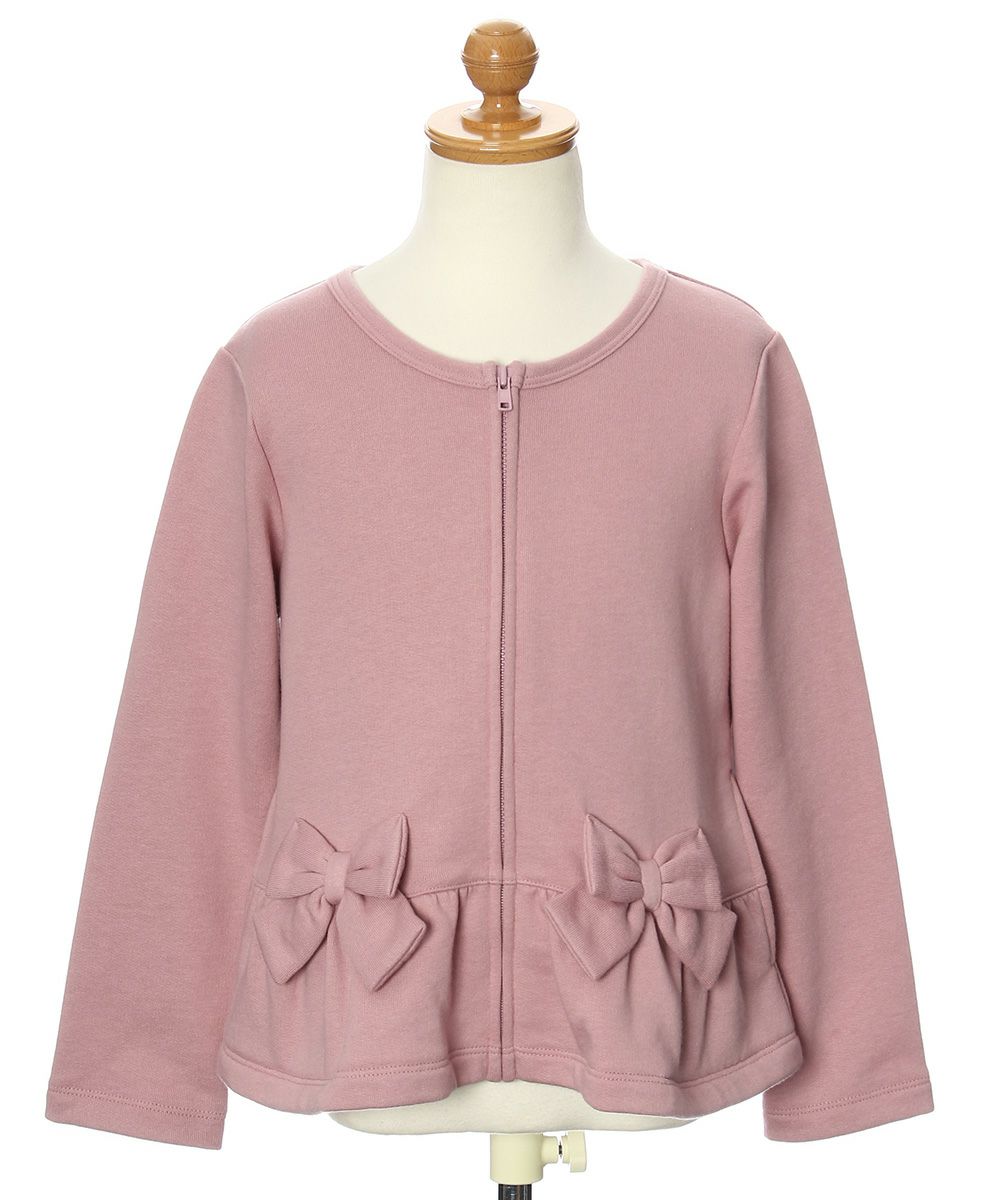 Children's clothing girl ribbon & frilled back zip -up jacket pink (02) torso
