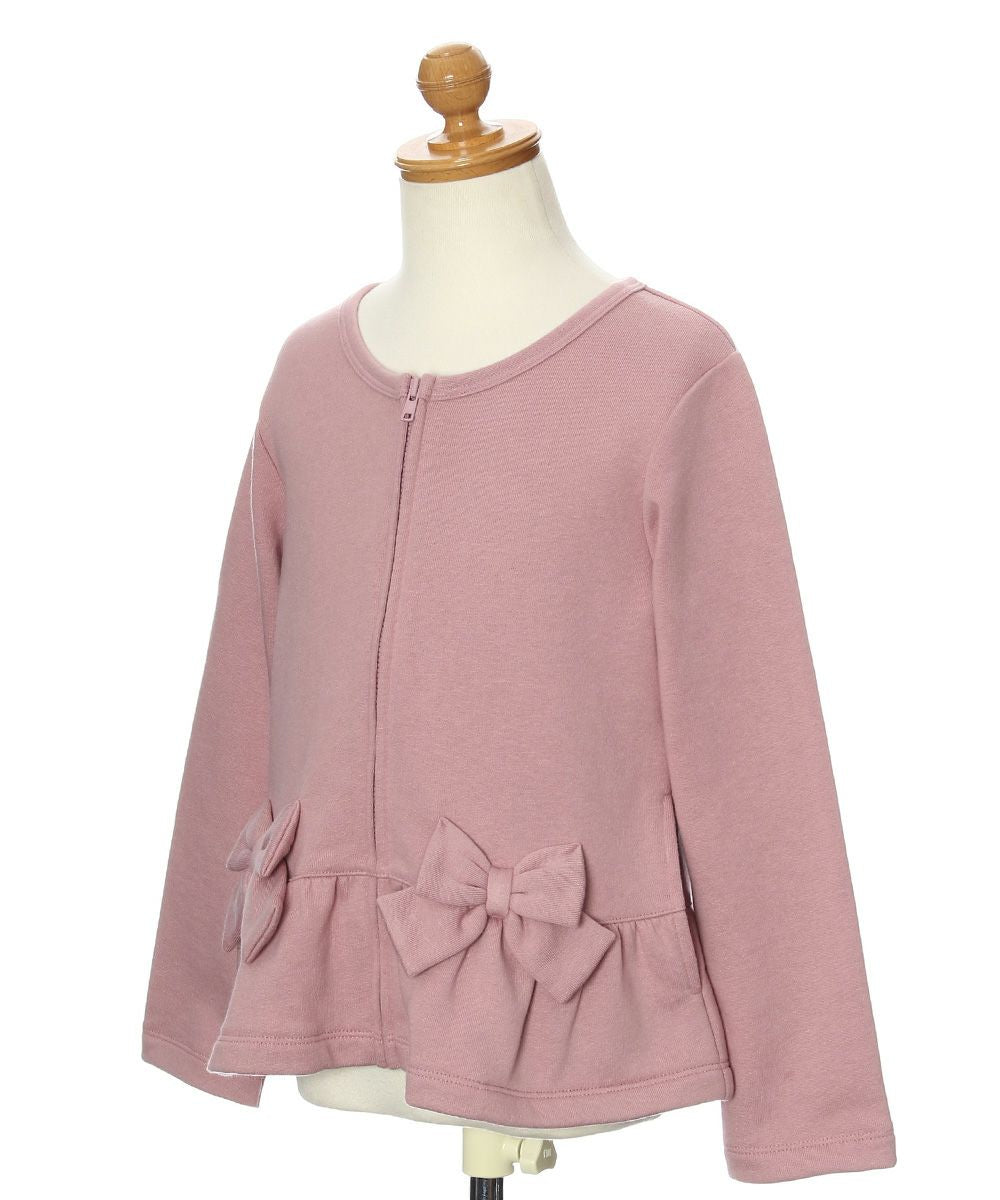 Children's clothing girl ribbon & frilled back zip -up jacket pink (02) torso