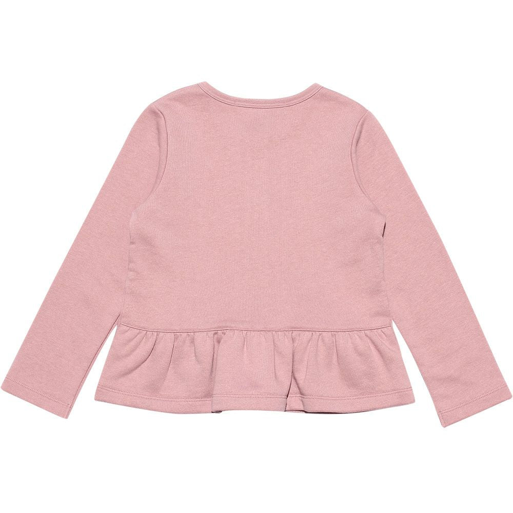 Children's clothing girl ribbon & frilled back zip -up jacket pink (02) back