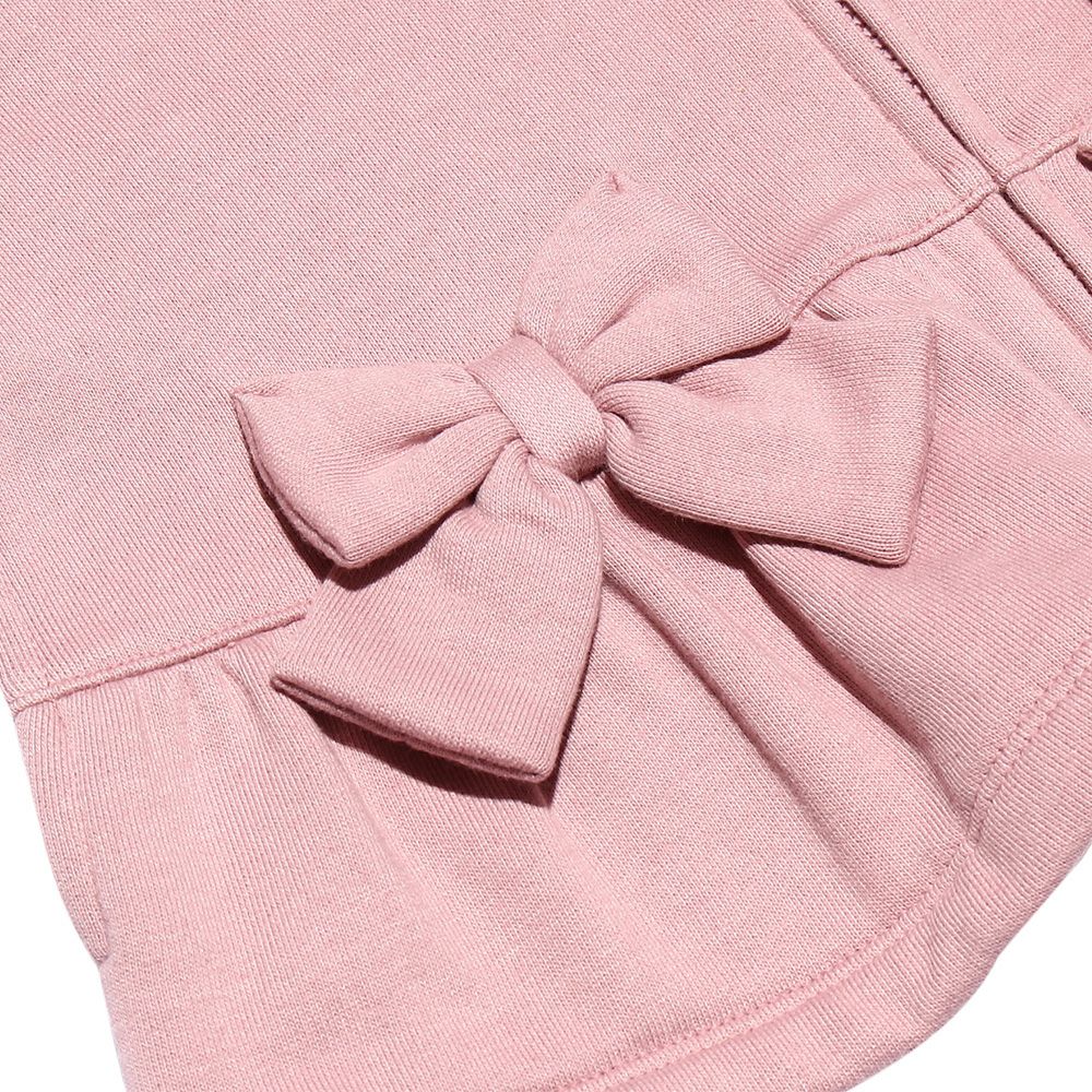 Children's clothing girl ribbon & frilled back zip -up jacket pink (02) Design point 1