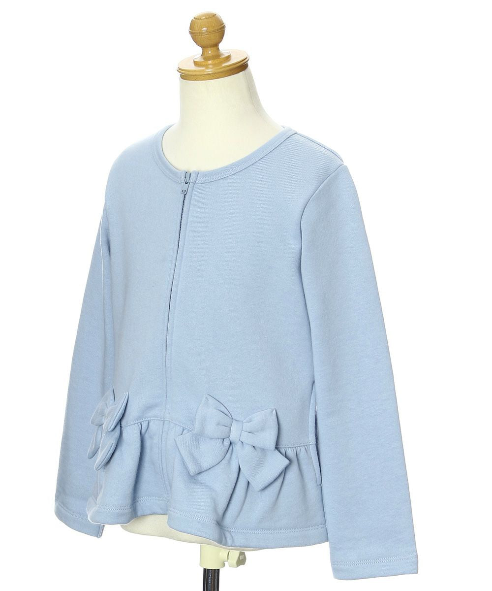 Children's clothing girl ribbon & frilled back zip -up jacket blue (61) torso