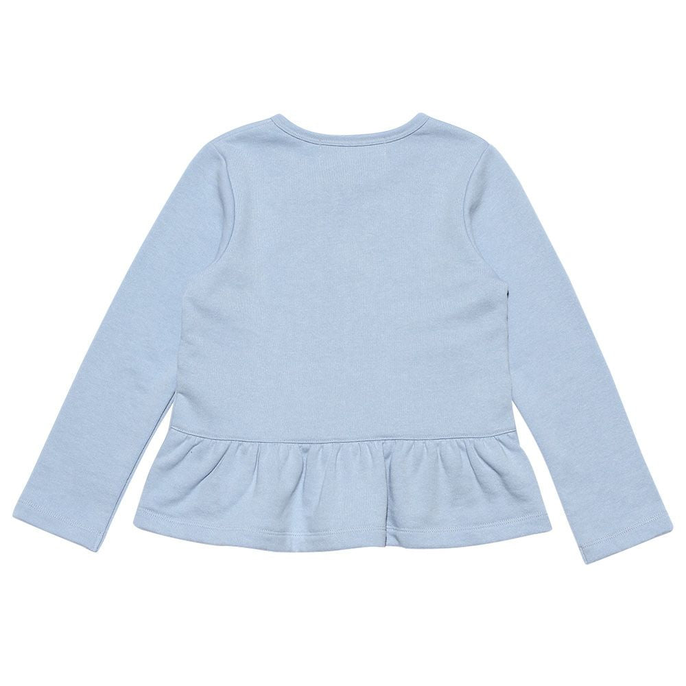 Children's clothing girl ribbon & frilled back zip -up jacket blue (61) back