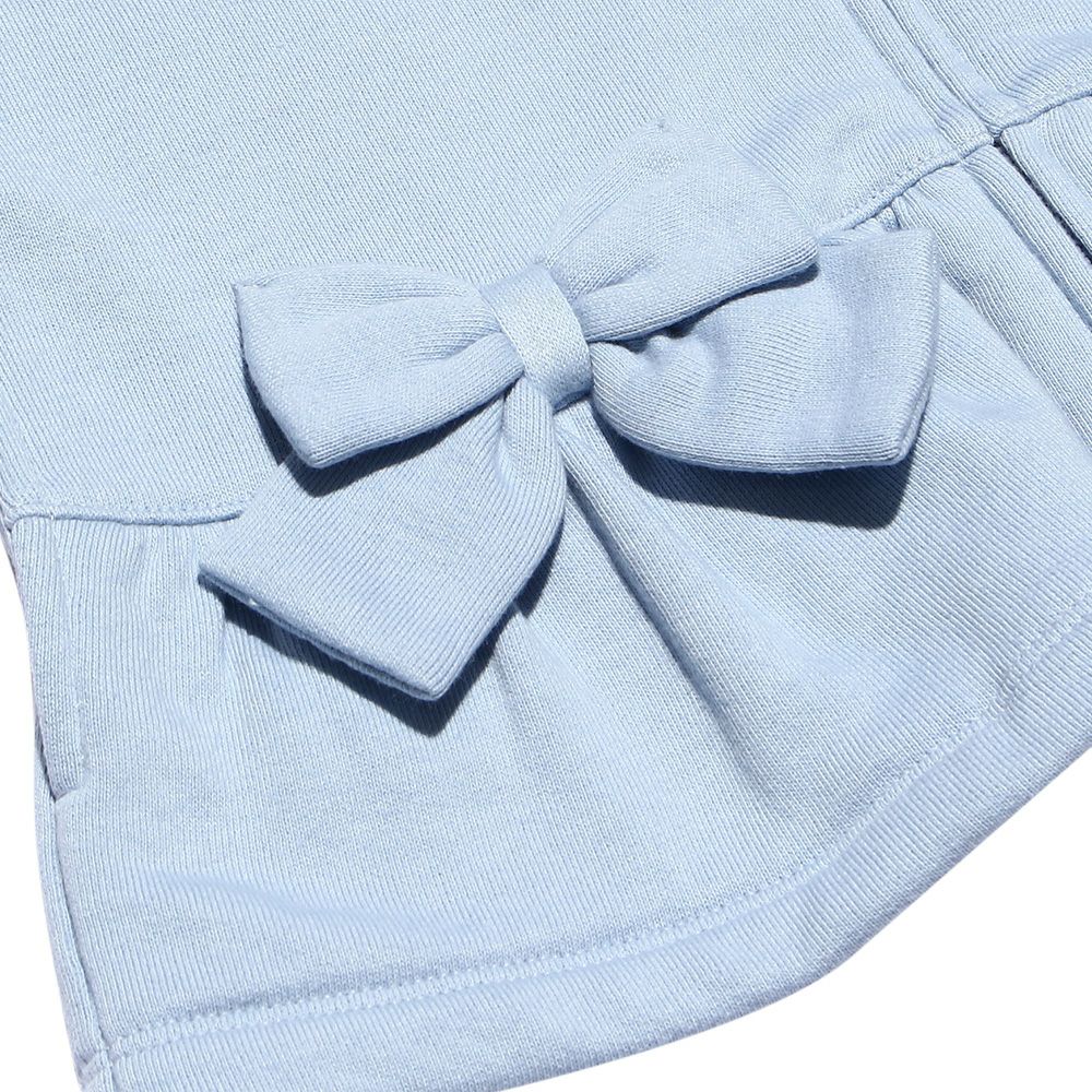 Children's clothing girl ribbon & frilled back zip -up jacket blue (61) Design point 1