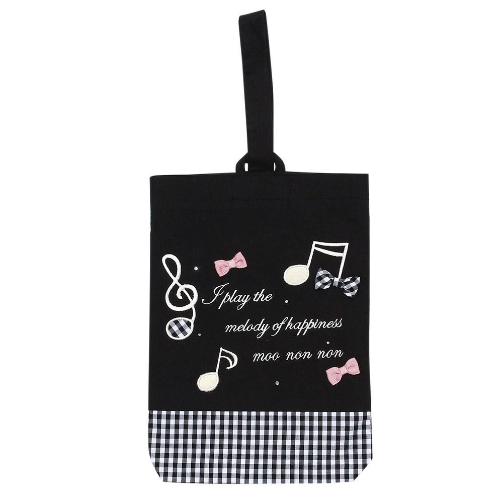 Shoes bag with music embroidery logo Black front