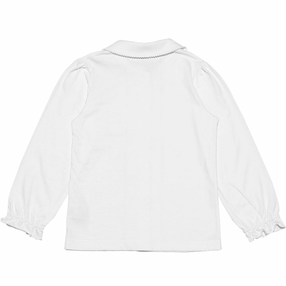 Children's clothing girl 100 % cotton notes blouse white with embroidery collar (01) back