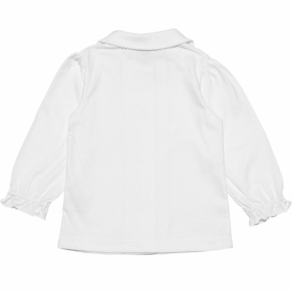 Baby Clothing Girl Baby Size Cotton 100 % Music Blouse White with Embroidery Collar (01) The back