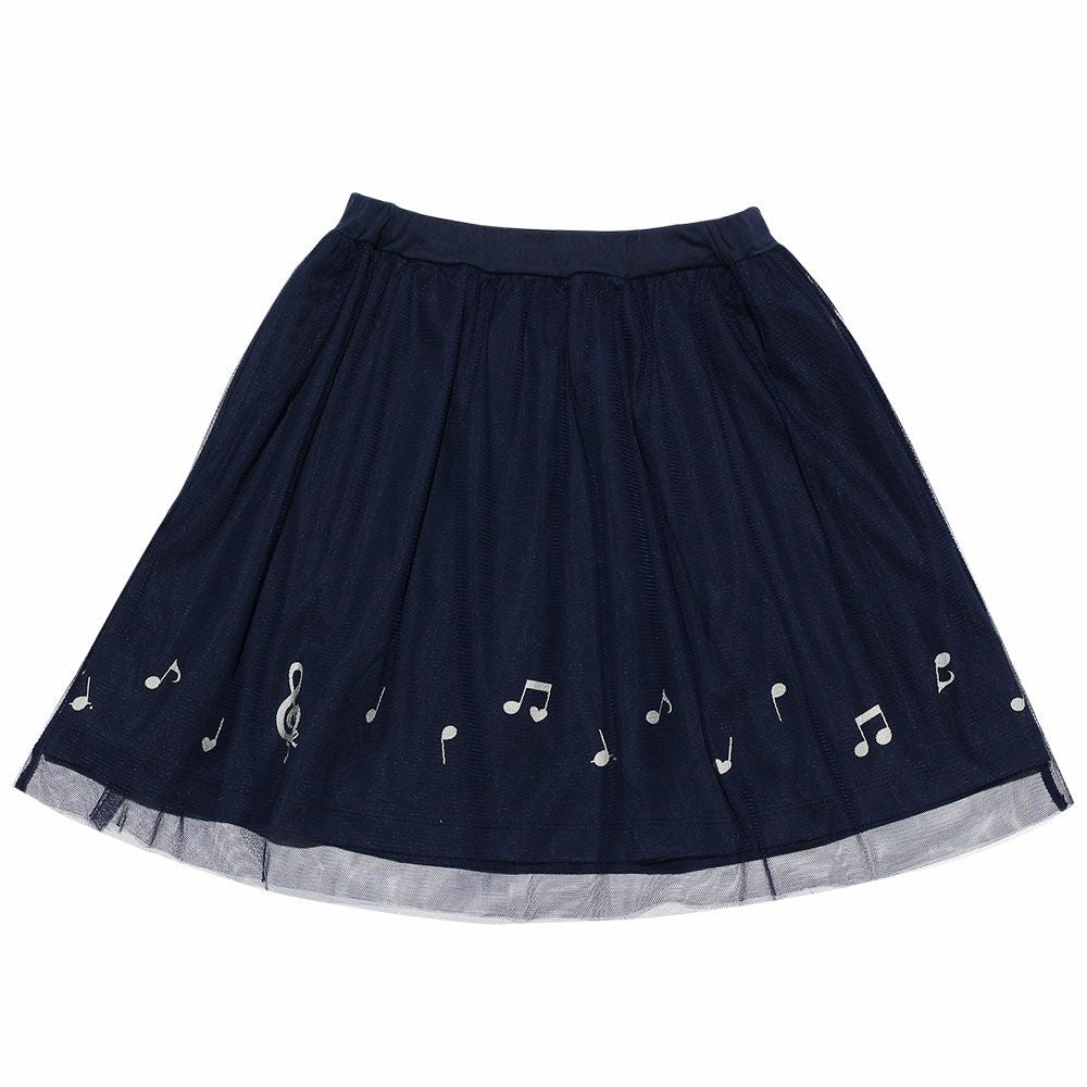 Music print & tulle skirt Navy front