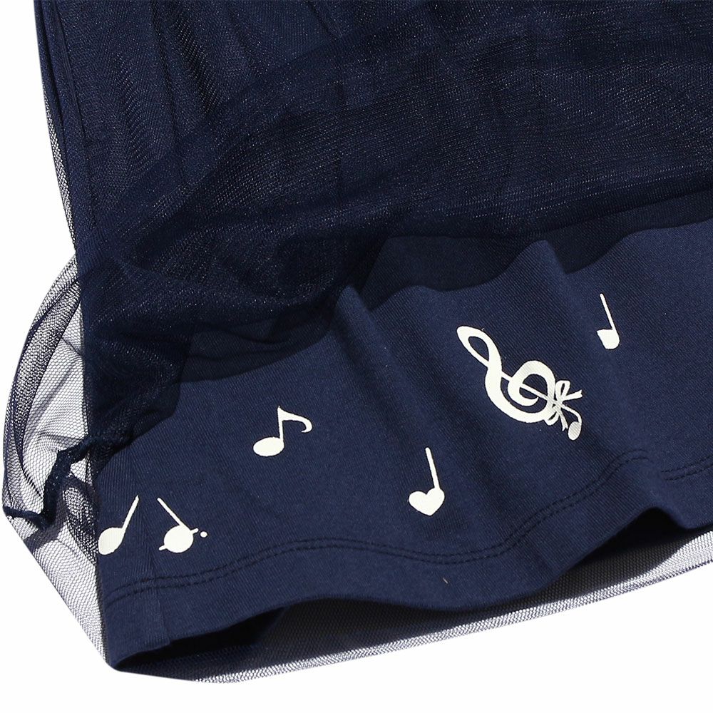 Music print & tulle skirt Navy Design point 1