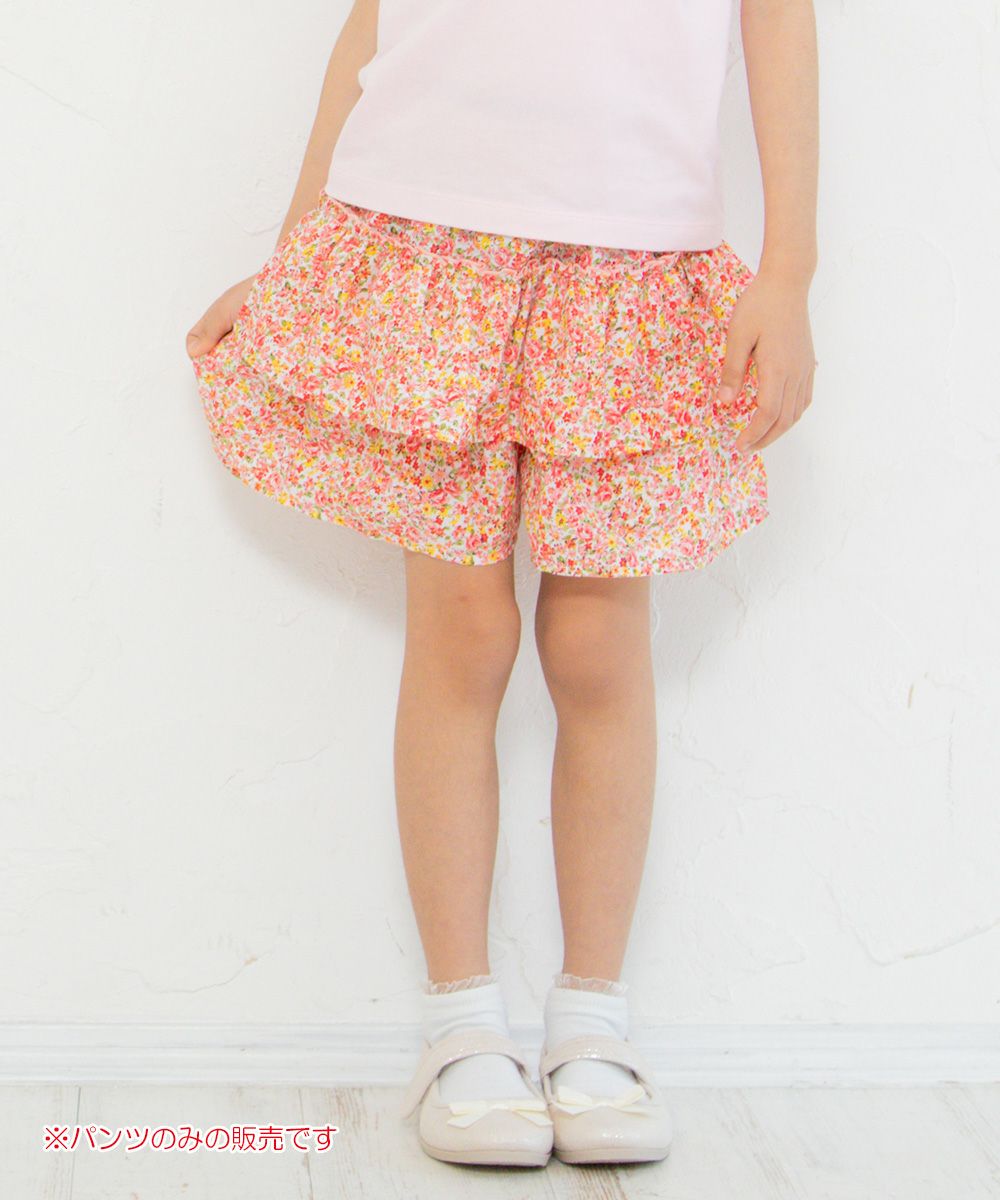 Children's clothing girl flower pattern frillecurot pants pink (02) model image up