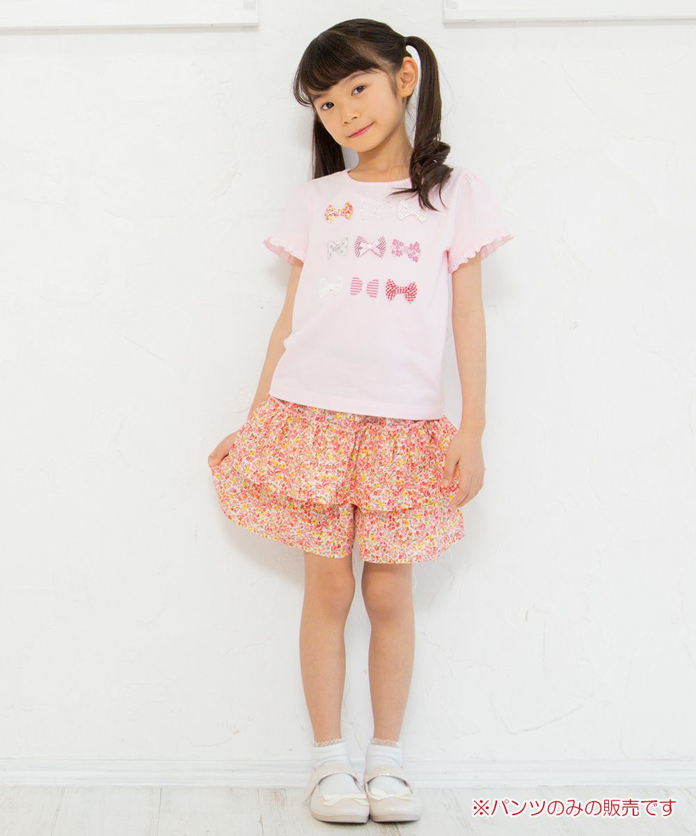 Children's clothing girl flower pattern frillecurot pants pink (02) model image whole body