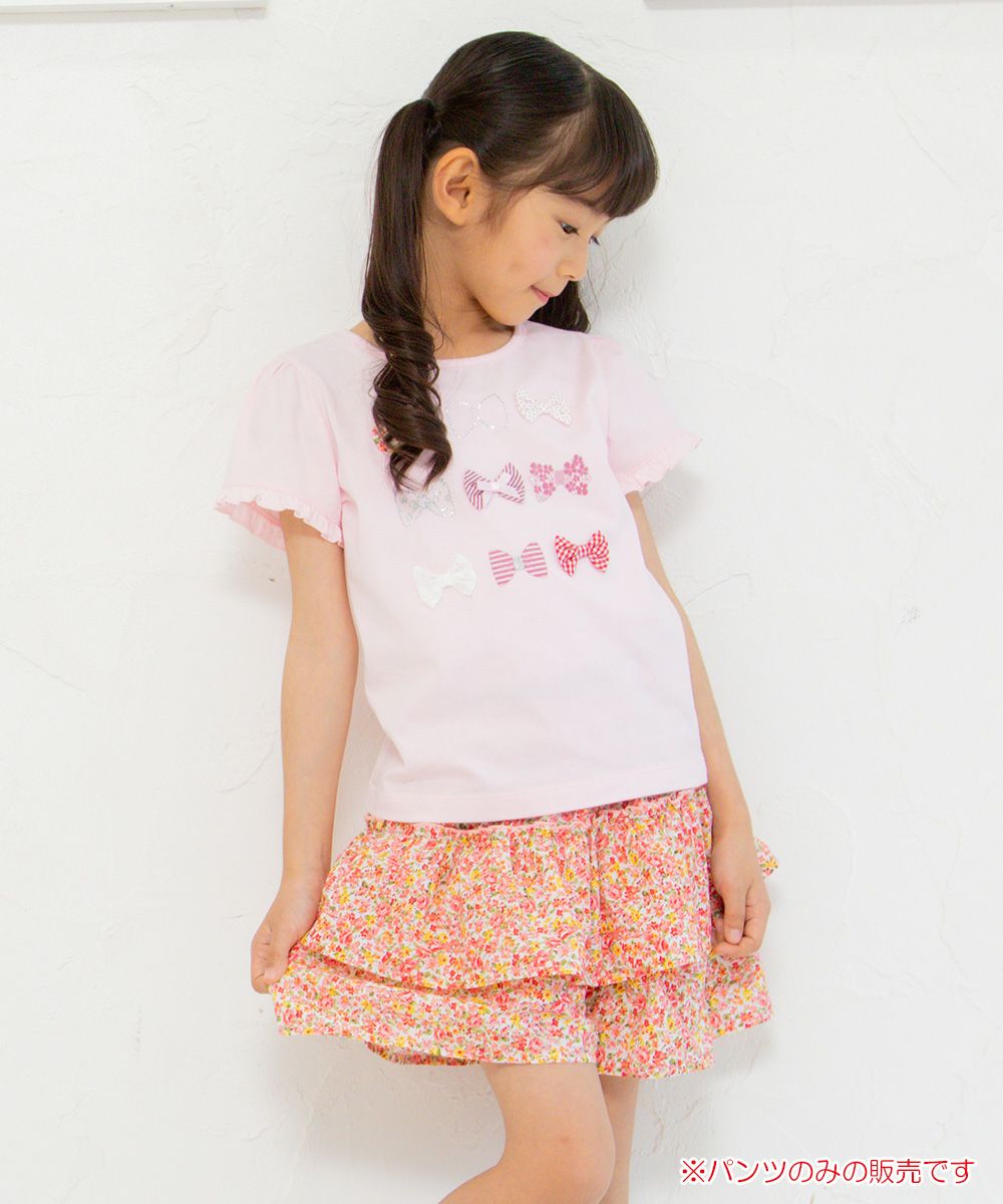 Children's clothing girl flower pattern frillecurot pants pink (02) model image 1