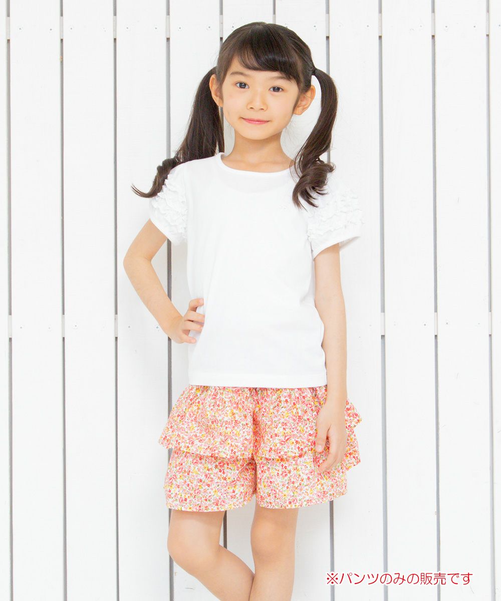 Children's clothing girl flower pattern frillecurot pants pink (02) model image 3