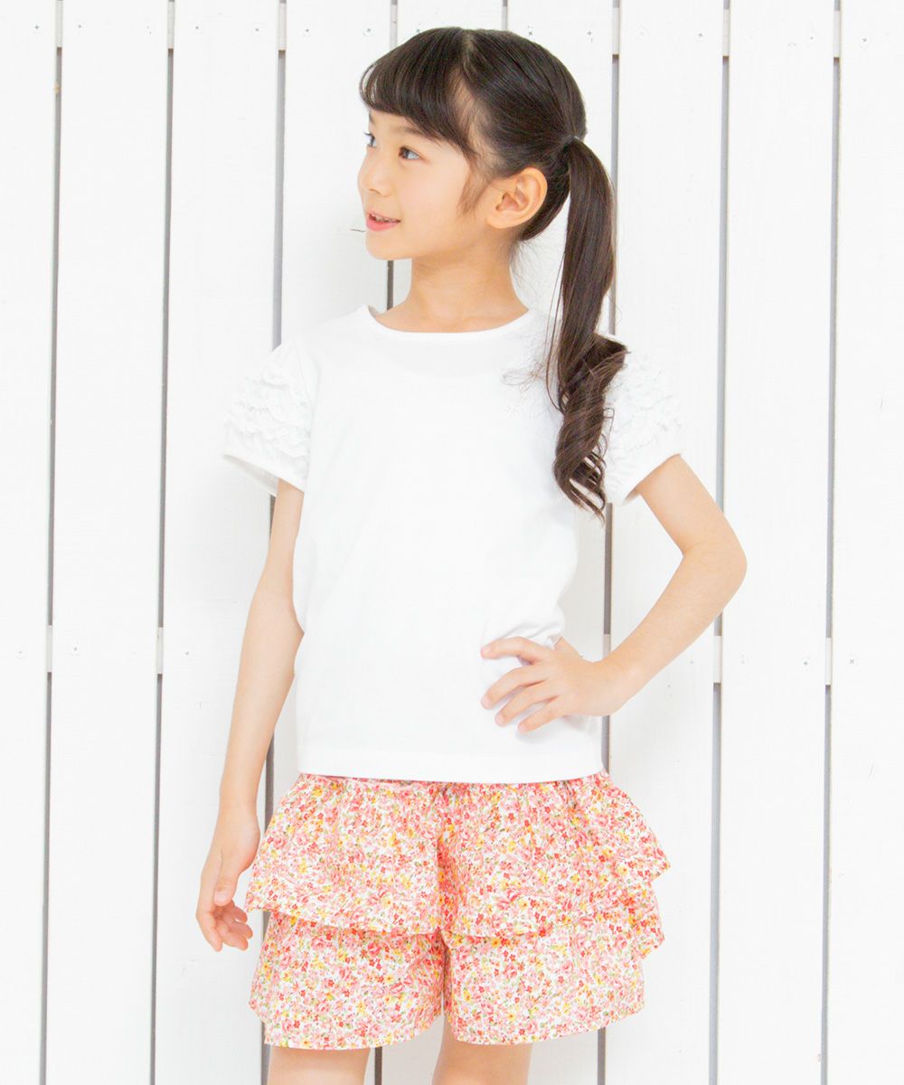 Children's clothing girl flower pattern frillecurot pants pink (02) model image 4