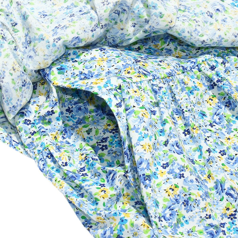 Children's clothing girl flower pattern frillecurot pants blue (61) Design point 1